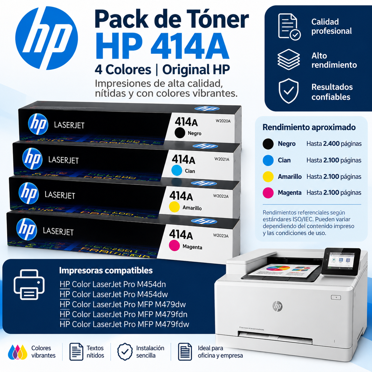 Pack toner hp 414A Original  w2020a w2021a w2022a w2023a