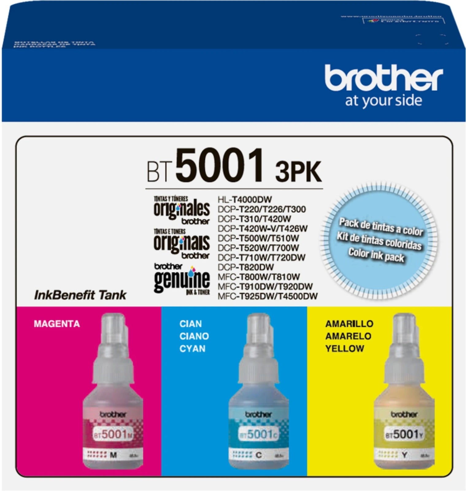 PACK 3X BOTELLA DE TINTA BROTHER BT5001