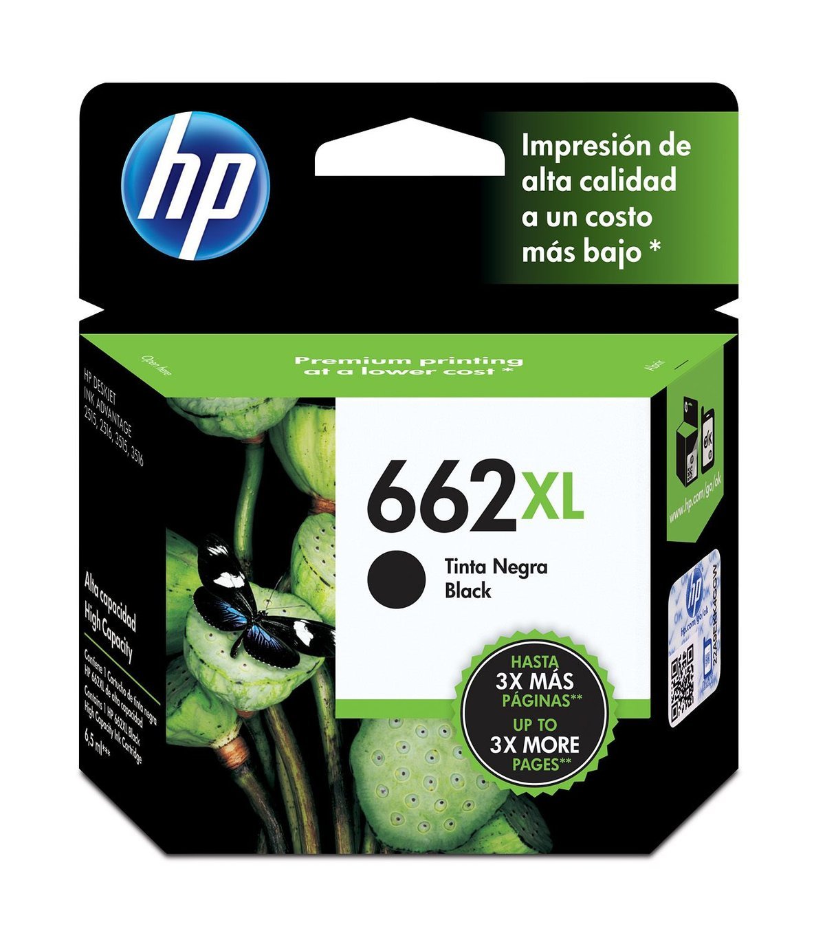 CARTUCHO HP 662XL 7ML NEGRO ORIGINAL